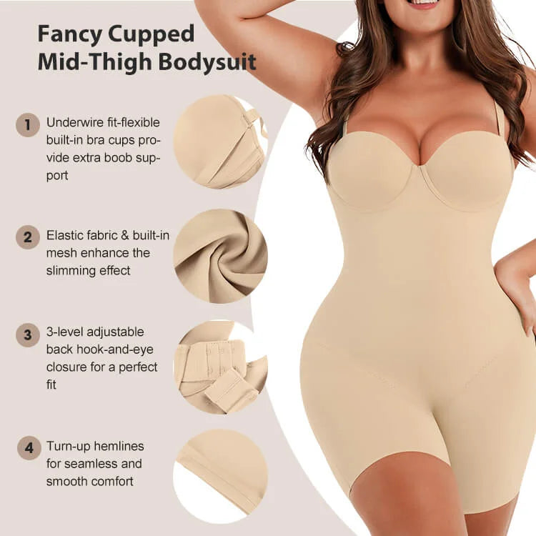 Back Smoothing Underwire Cup Push Up Bra Strapless Shortie Bodysuit