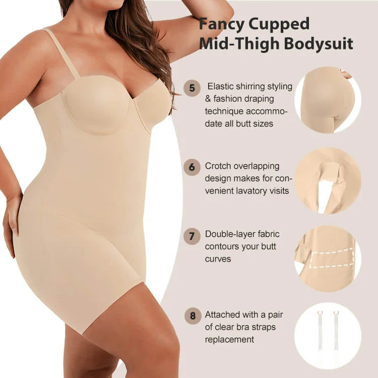 Back Smoothing Underwire Cup Push Up Bra Strapless Shortie Bodysuit