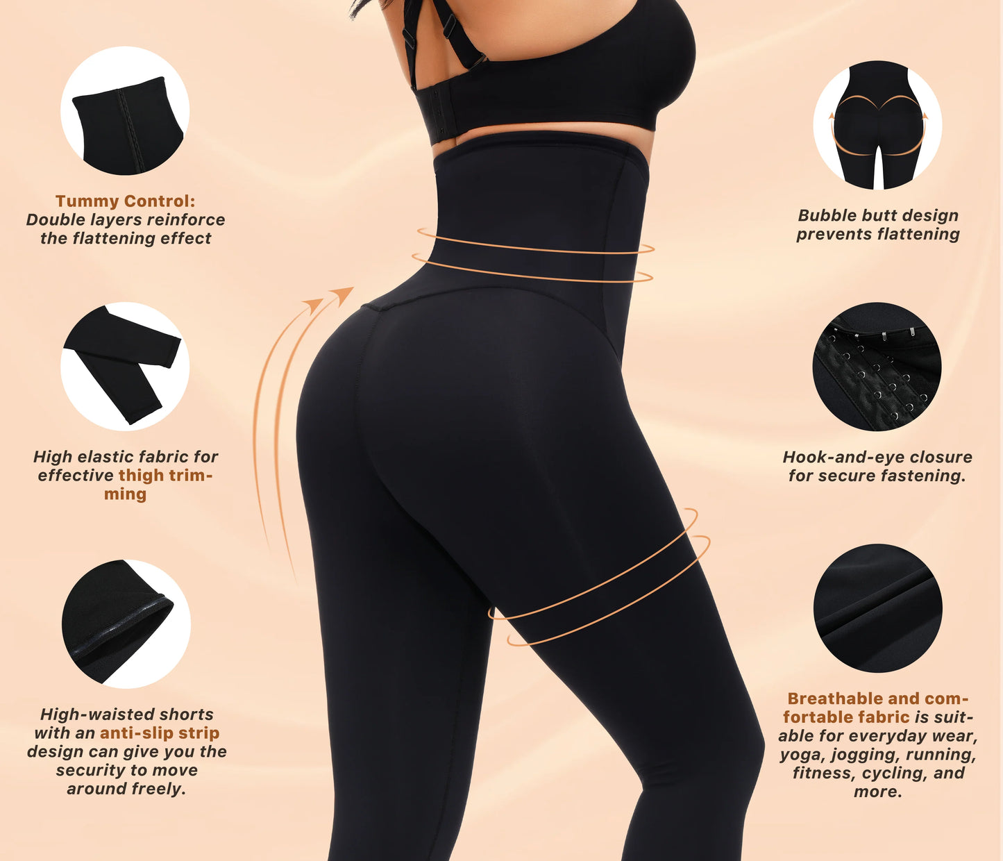 Hooks Waist Trainer Shapewear Leggings Slimming Belly