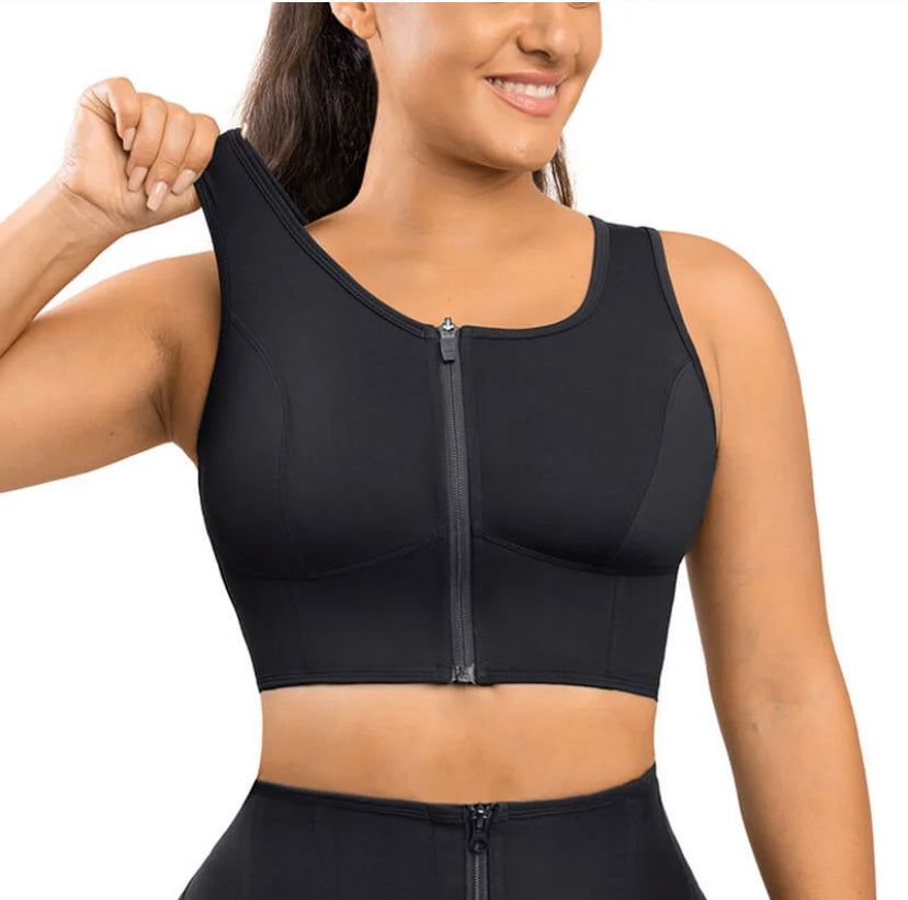 Zipper Sports Shockproof Bra Crop With Four steel Boning