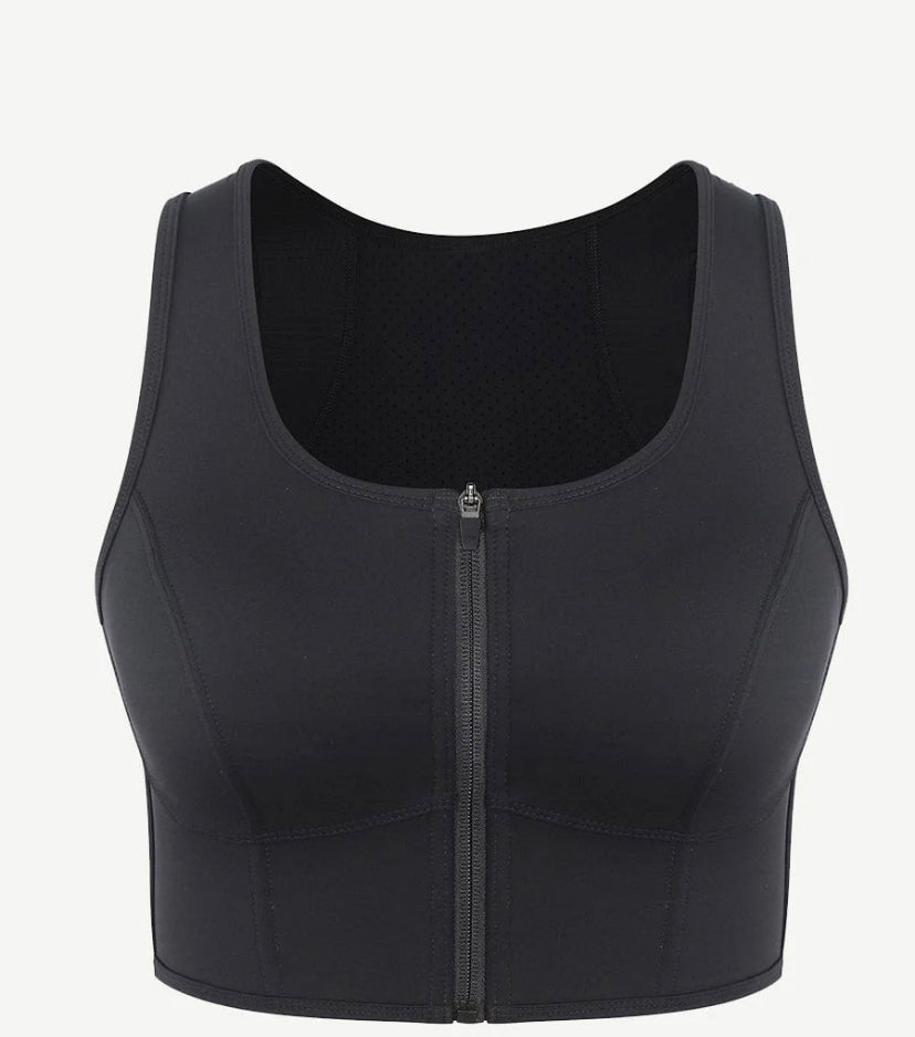 Zipper Sports Shockproof Bra Crop With Four steel Boning