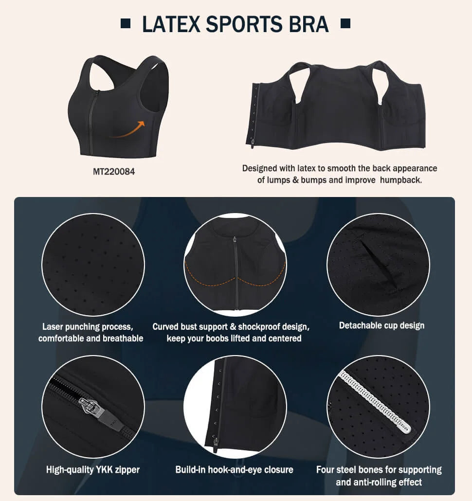 Zipper Sports Shockproof Bra Crop With Four steel Boning