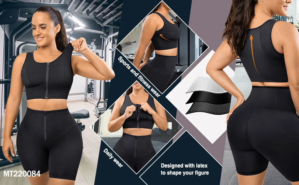 Zipper Sports Shockproof Bra Crop With Four steel Boning