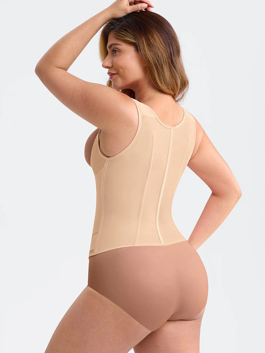 Mesh Waist Cincher Tank Top with Steel Boning and Adjustable Straps