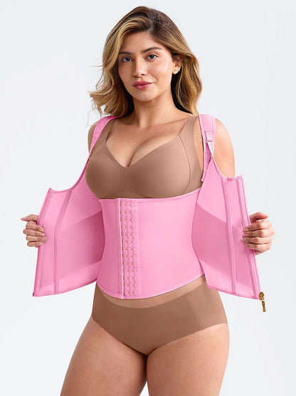 Mesh Waist Cincher Tank Top with Steel Boning and Adjustable Straps