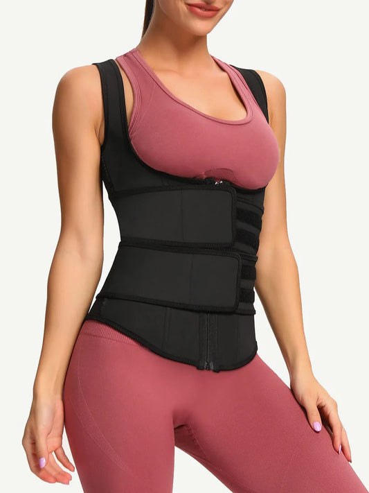 High-Compression Double-Belt Latex Vest Waist Trainer