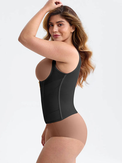 Mesh Waist Cincher Tank Top with Steel Boning and Adjustable Straps