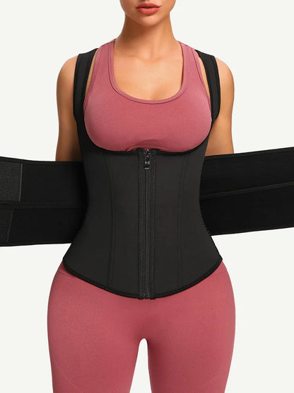 High-Compression Double-Belt Latex Vest Waist Trainer