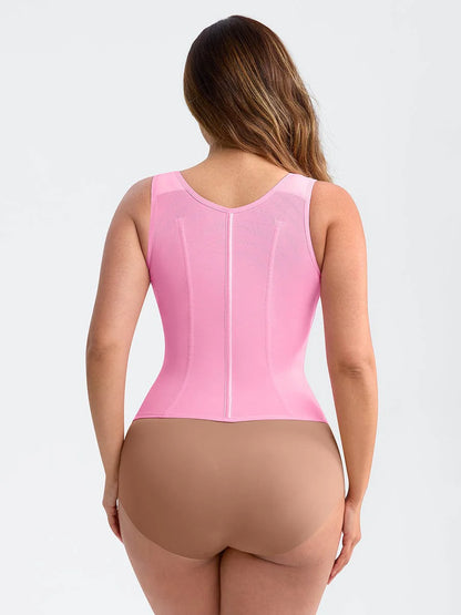 Mesh Waist Cincher Tank Top with Steel Boning and Adjustable Straps