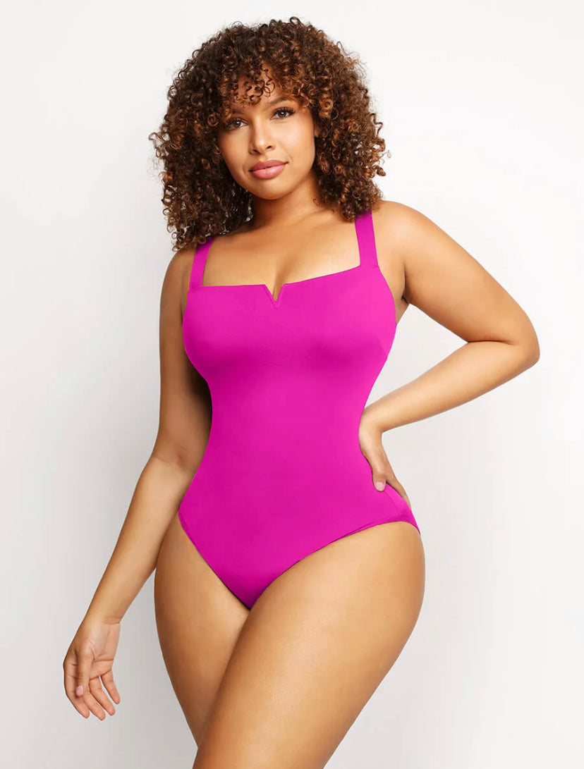 Sexy Square Collar Elastic Sexy Outerwear Shape Bodysuit