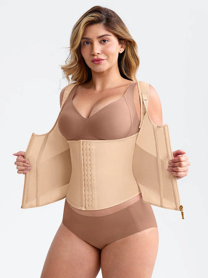 Mesh Waist Cincher Tank Top with Steel Boning and Adjustable Straps