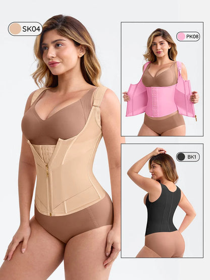 Mesh Waist Cincher Tank Top with Steel Boning and Adjustable Straps