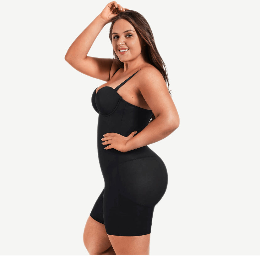 Back Smoothing Underwire Cup Push Up Bra Strapless Shortie Bodysuit