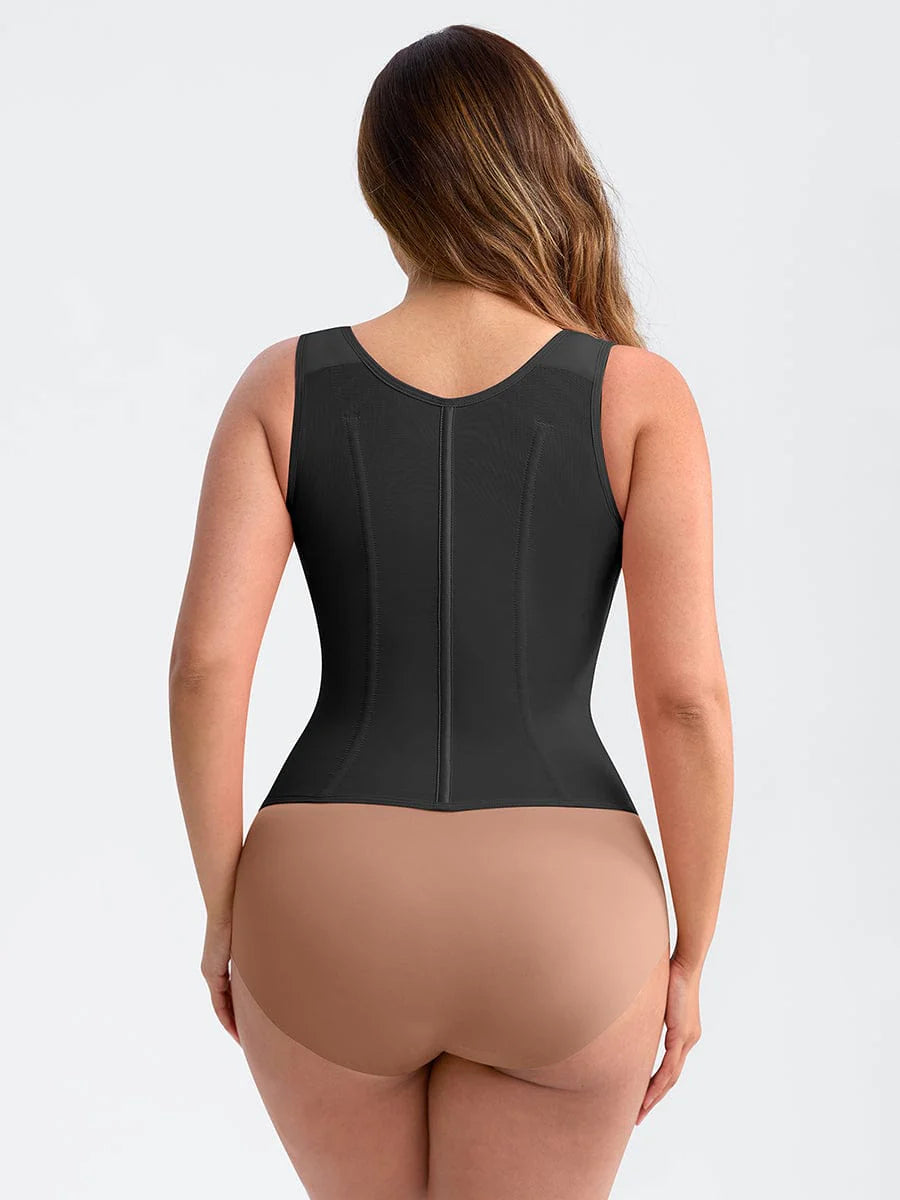 Mesh Waist Cincher Tank Top with Steel Boning and Adjustable Straps