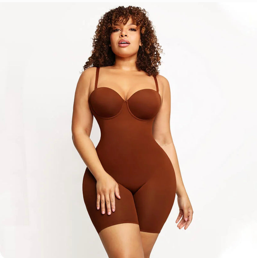 Back Smoothing Underwire Cup Push Up Bra Strapless Shortie Bodysuit