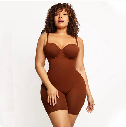 Back Smoothing Underwire Cup Push Up Bra Strapless Shortie Bodysuit