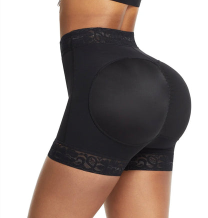 Deep Skin Color Lace Trim Stomach Control Middle Waist Shorts Shapewear
