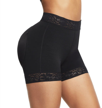 Deep Skin Color Lace Trim Stomach Control Middle Waist Shorts Shapewear
