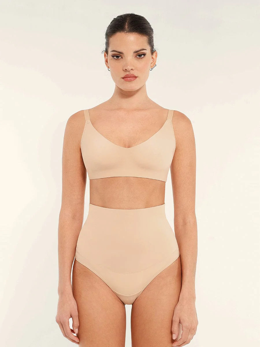Seamless Comfort Underarm Smoothing V-Neck Bralette with Adjustable Straps