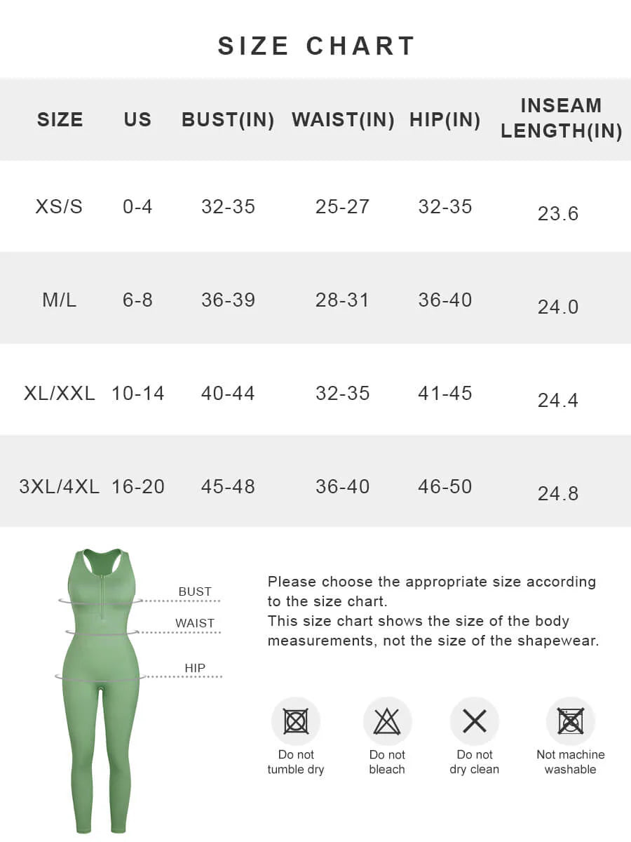 Seamless Zip Front Full-Length Racerback 2-in-1 Sport Shaping Jumpsuit