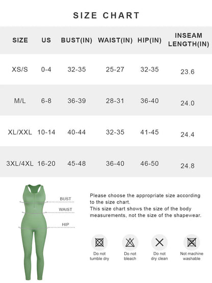 Seamless Zip Front Full-Length Racerback 2-in-1 Sport Shaping Jumpsuit