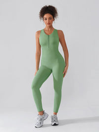 Seamless Zip Front Full-Length Racerback 2-in-1 Sport Shaping Jumpsuit