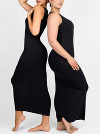 Light Support Crew Collar Long Bulit-in Shapewear Dress