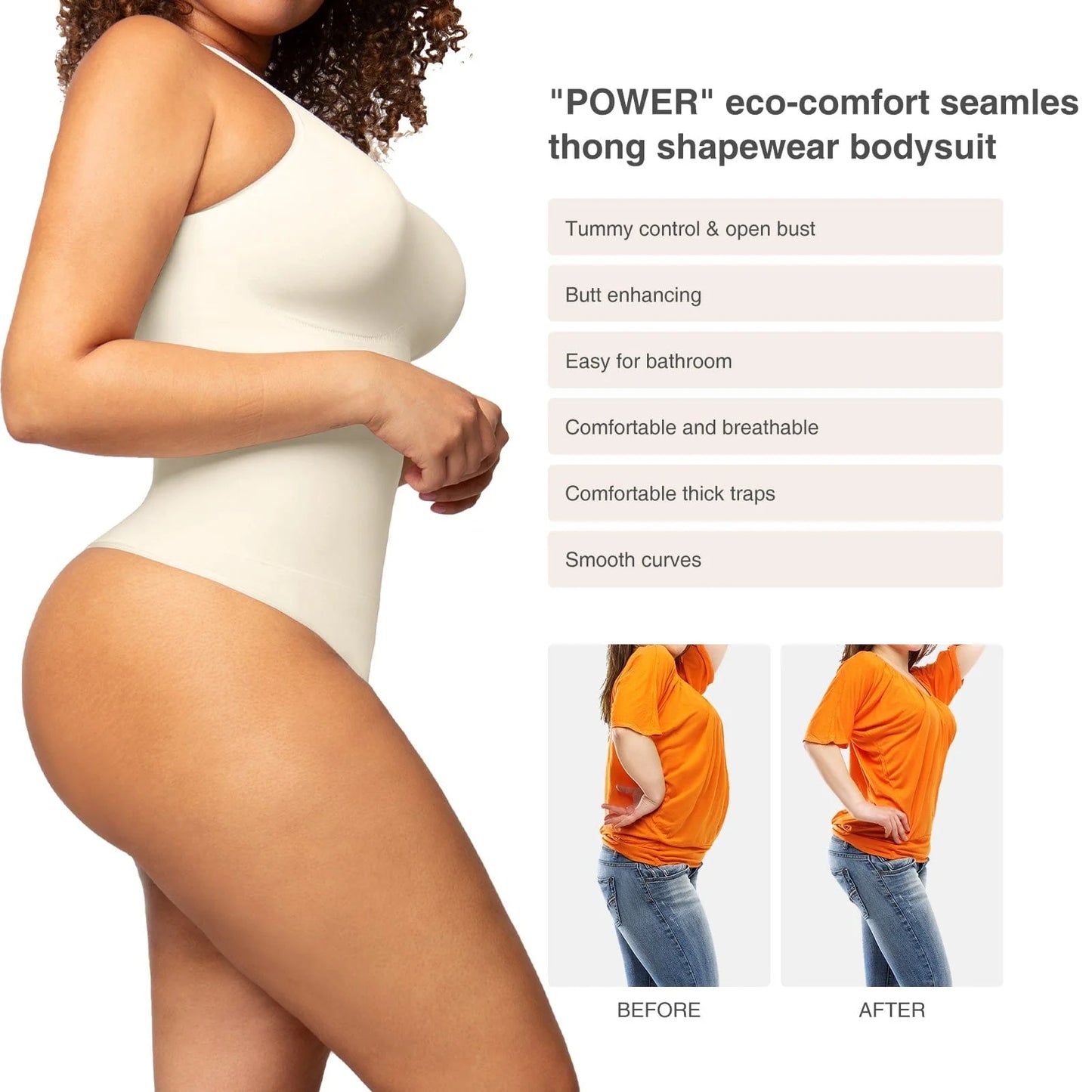 Seamless Outer Crew Thong Bodysuit