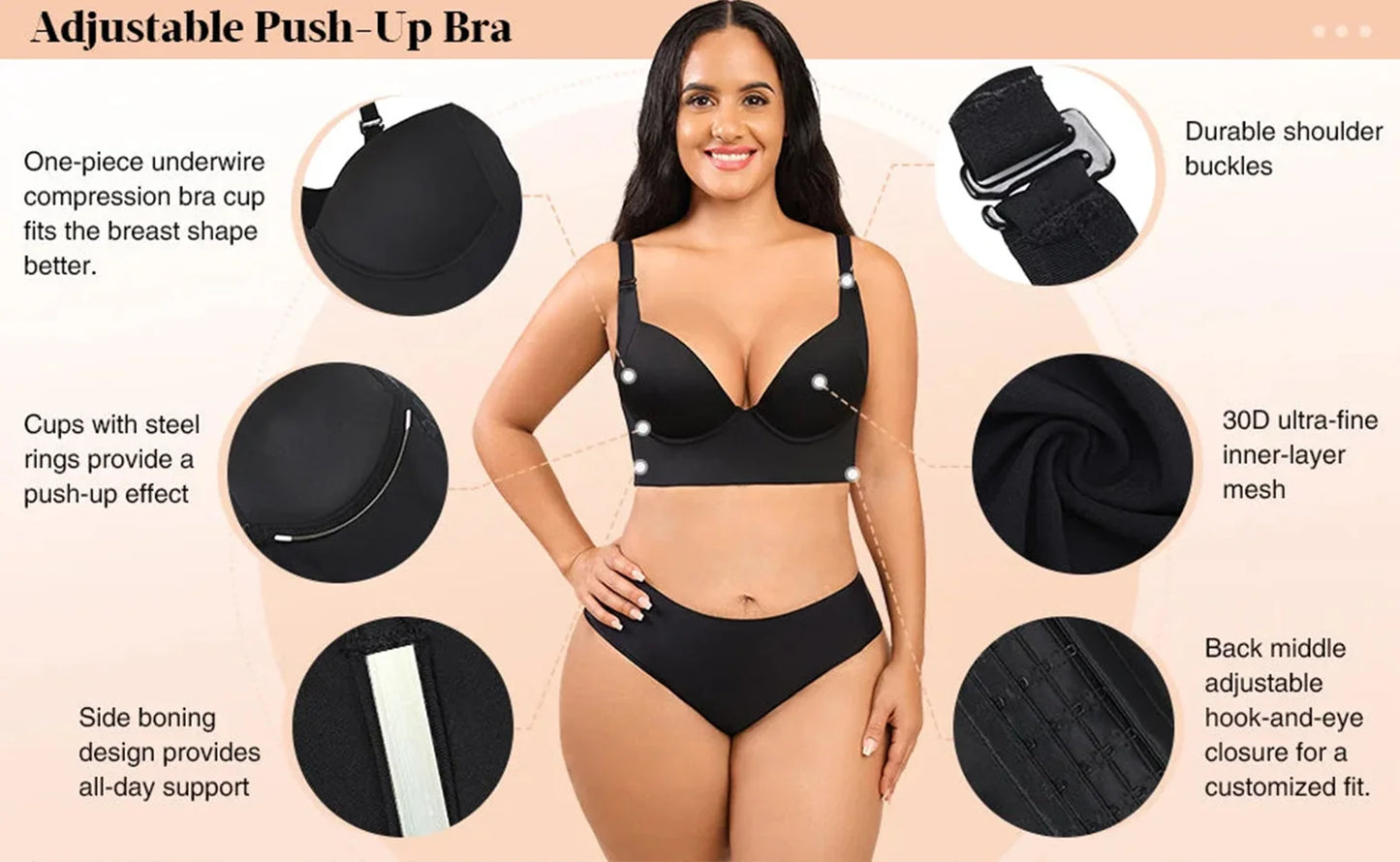 One-piece Underwire Compression Push-up Bra