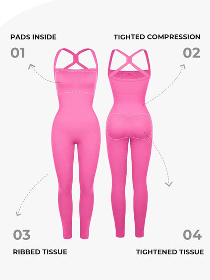 Seamless Sports Shaping 2 in 1 Waist and Tummy Control Bra-free Jumpsuit