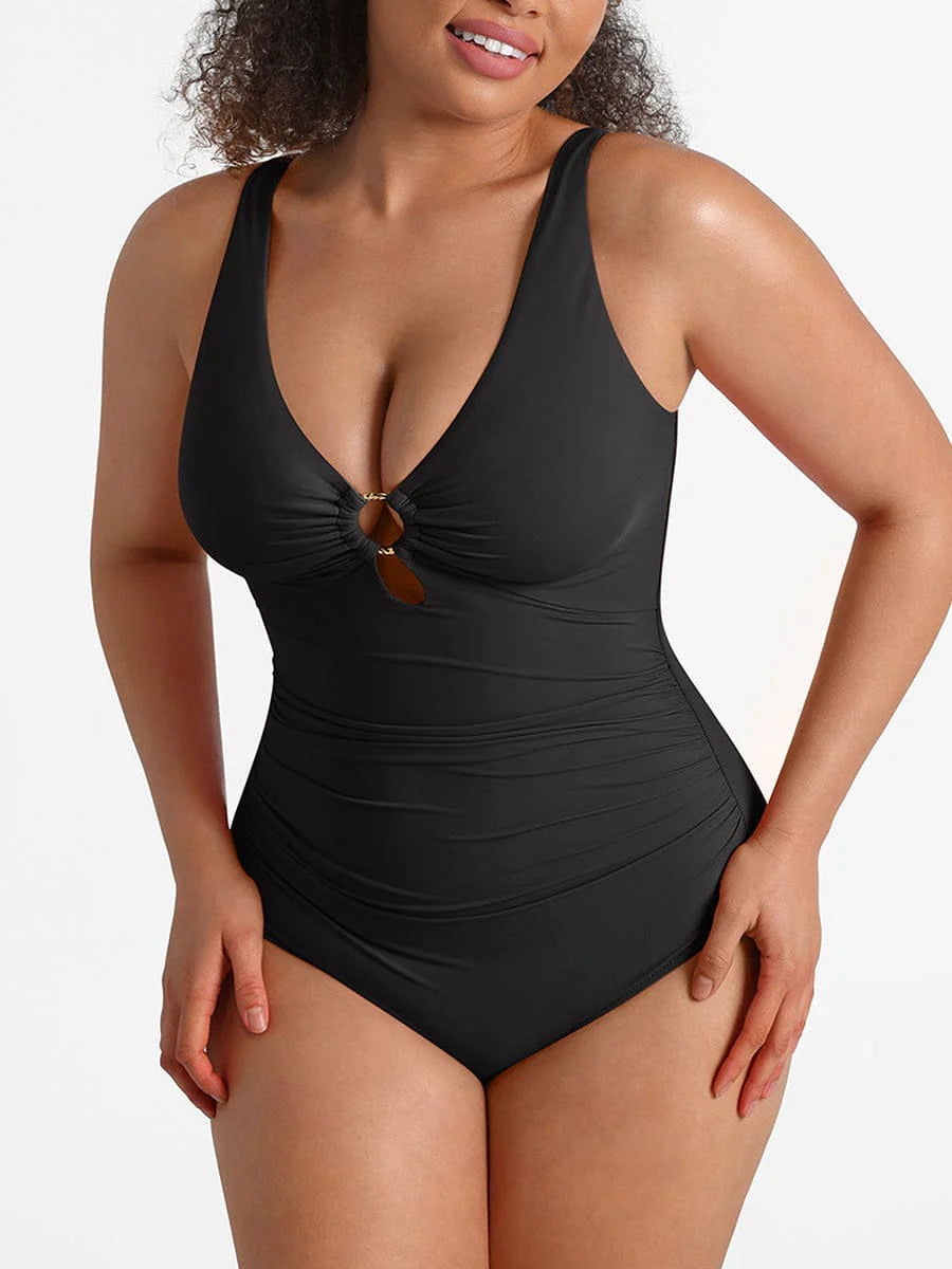 One-Piece Shapewear Swimsuit With Cut-out Design