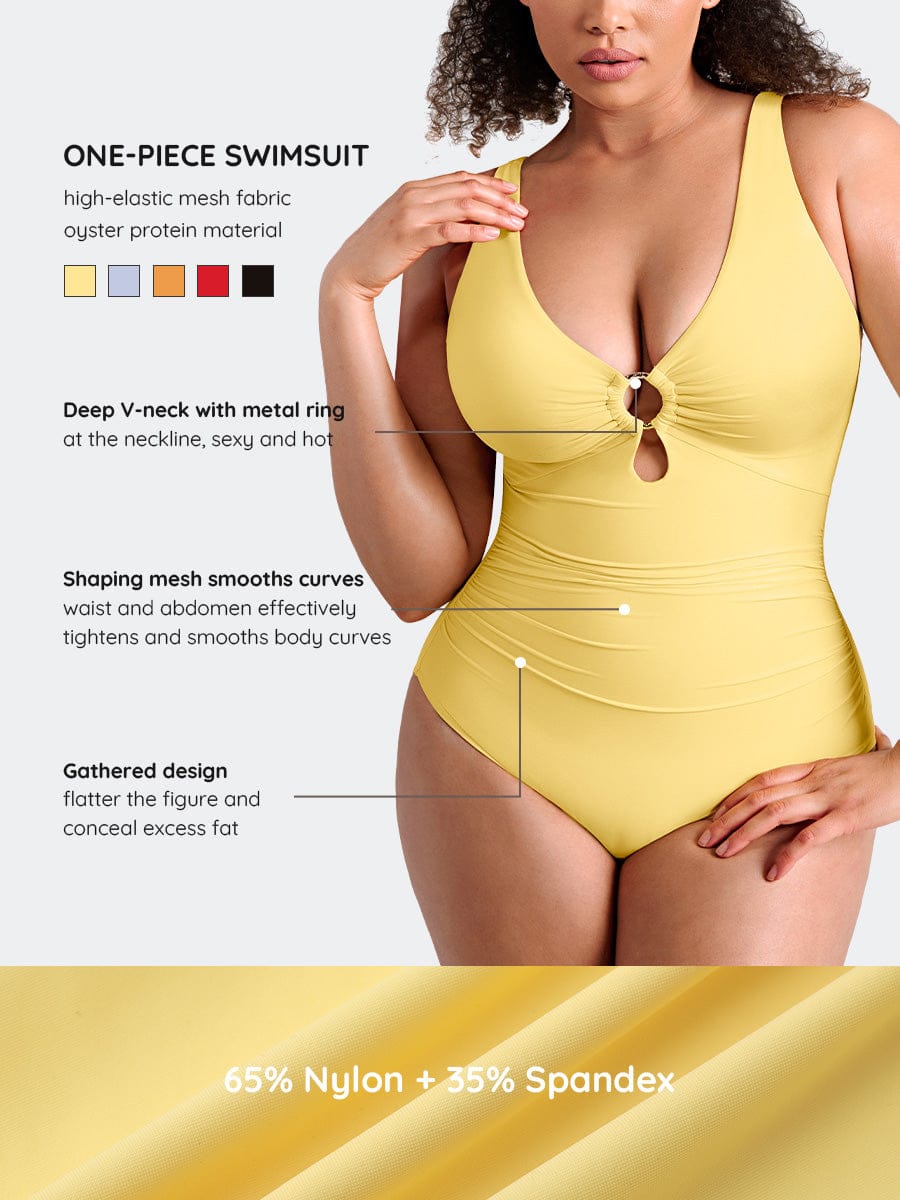 One-Piece Shapewear Swimsuit With Cut-out Design