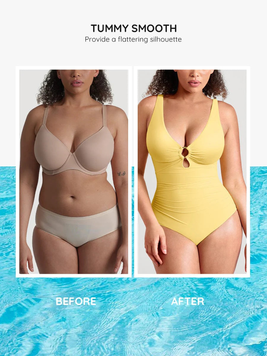 One-Piece Shapewear Swimsuit With Cut-out Design